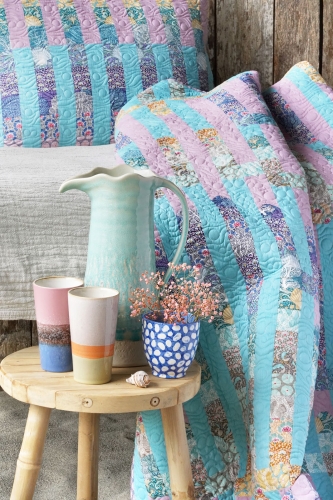 Tilda Patchwork Stoff Baumwolle - Cotton Beach - Ocean Flower Blue